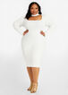 Plus Size Cutout Mock Neck Ribbed Bodycon Sweater Knee Length Dress image number 0