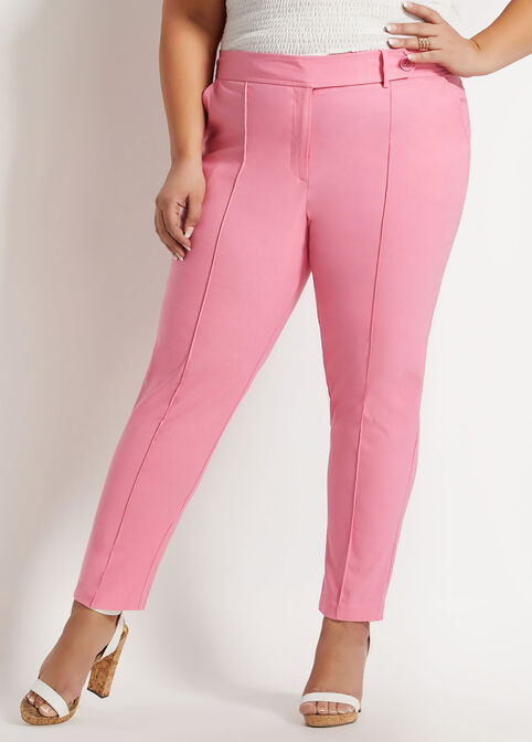 One Button Ankle Skinny Pant, Pink Carnation image number 0