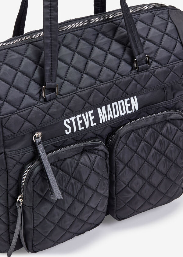 Steve Madden condo quilted large tote with quilted tote in black