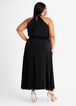 Sateen Halter Cutout Maxi Dress, Black image number 1