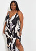 Cutout Abstract Print Maxi Dress, Black Combo image number 0
