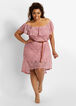 Belted Lace Off The Shoulder Dress, Light Pink image number 0