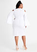 Cold Shoulder Flare Sleeve Bodycon, White image number 1