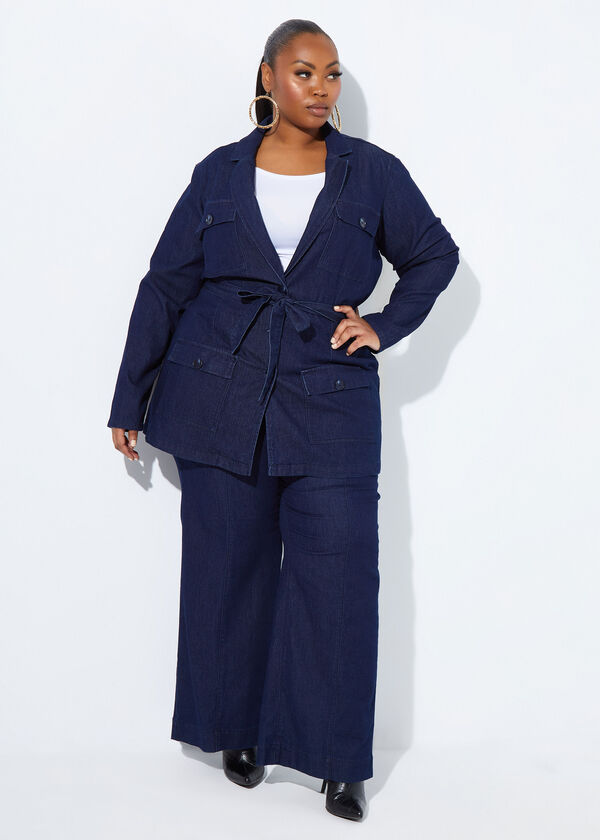 High Rise Wide Leg Trousers, Denim image number 2