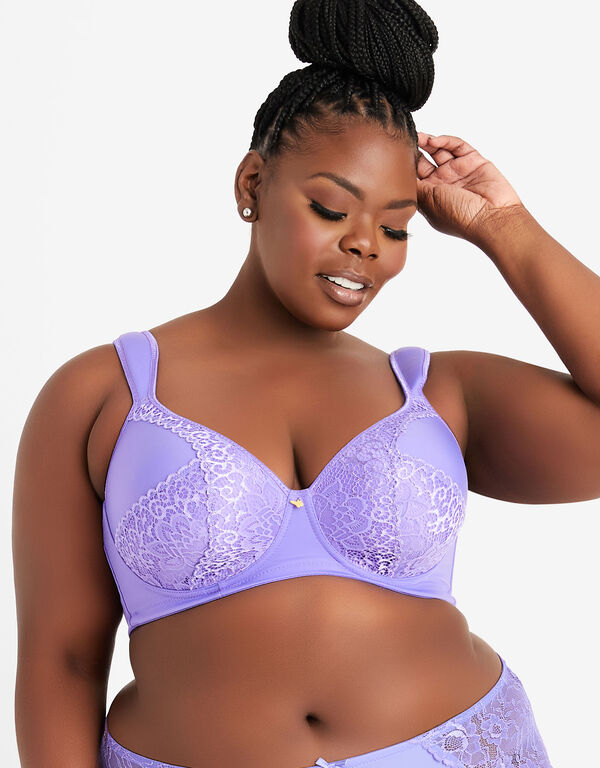 Lace Full Coverage Butterfly Bra, Purple image number 0