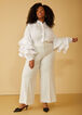 Cuffed Pinstriped Wide Leg Pants, Ivory image number 2