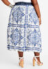 Denim-Paneled Printed Maxi Skirt, Blue image number 1