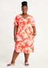 Tie Dye Jersey Shirt Dress, LIVING CORAL image number 0