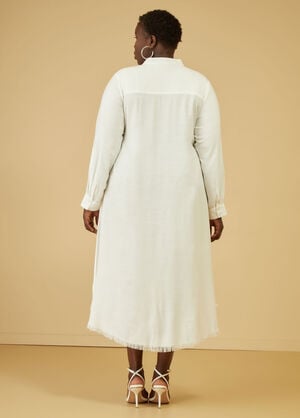 Sequined Slub Woven Shirtdress, White image number 1