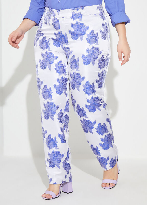 Floral Jacquard Ankle Pants, Very Peri image number 0