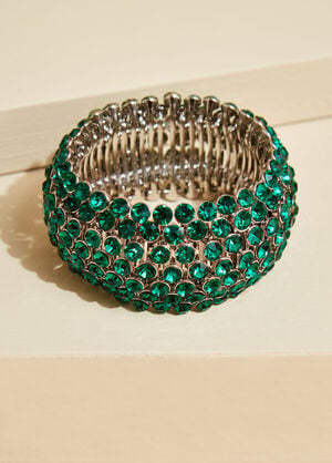 Crystals Stretch Bracelet, Abundant Green image number 1