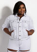 White Distressed Jean Jacket, White image number 0