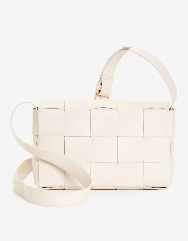 Basketweave Faux Leather Crossbody, Off White image number 1