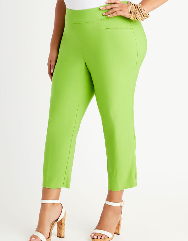 Stretch Pull On Capri Pants, Parrot Green image number 0