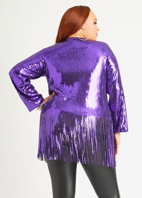 Fringed Sequin Jacket, Purple image number 1