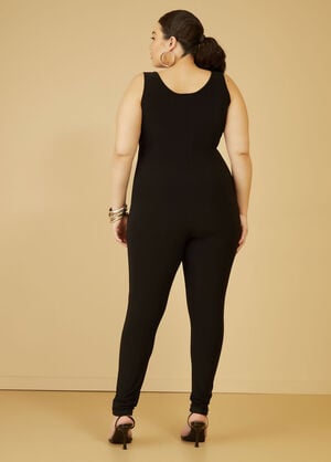 Final Sale Plus Size Vegan Leather Sleeveless Jumpsuit with Bottom