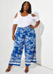 Tropical Print Wide Leg Pants, Lapis Blue image number 2