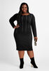 Crystal Embellished Sweater Dress, Black image number 0