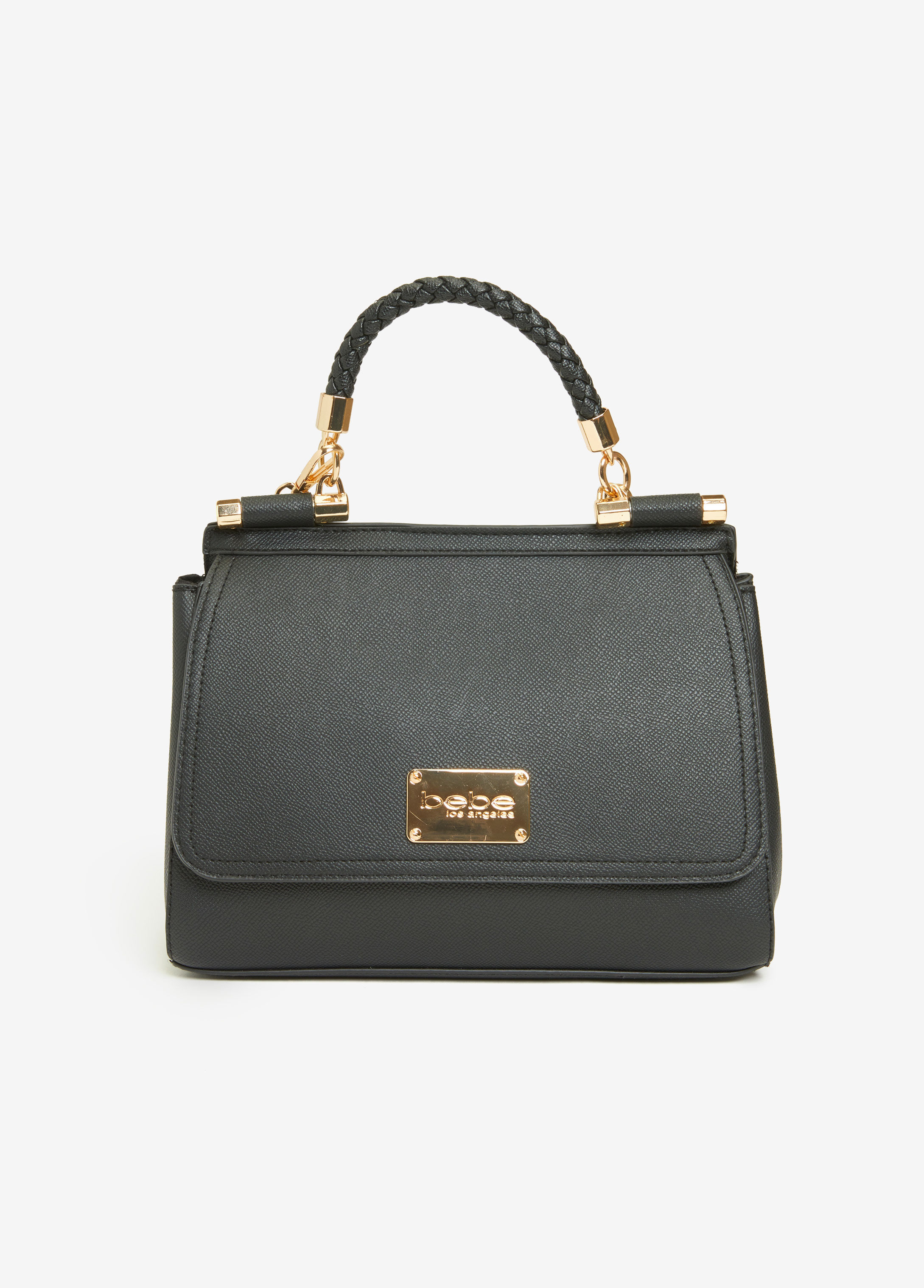 Trendy Designer Bebe Natalie Chic Faux Leather Logo Satchel Bag