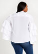 Drama Ruffle Sleeve Button Up Top, White image number 1