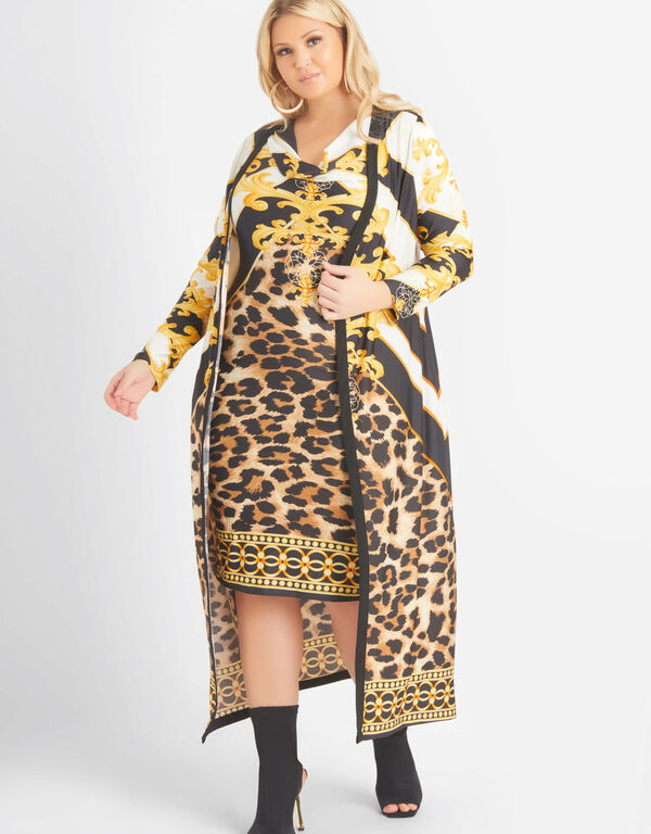 Status And Leopard Print Duster, Black Animal image number 0
