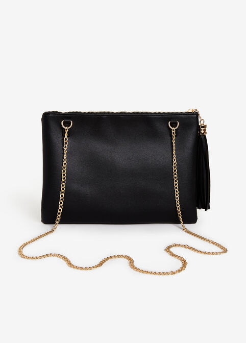 Pearl Embellished Convertible Bag, Black image number 1