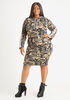 Hooded Camo Print Jersey Dress, Olive image number 0