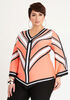 Stripe Flare Sleeve Knit Top, LIVING CORAL image number 0