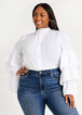 Drama Ruffle Sleeve Button Up Top, White image number 2