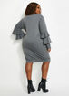 Knit Tiered Sleeve Mini Dress, Charcoal image number 1
