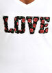 Rhinestone Floral Love Graphic Tee, White image number 1