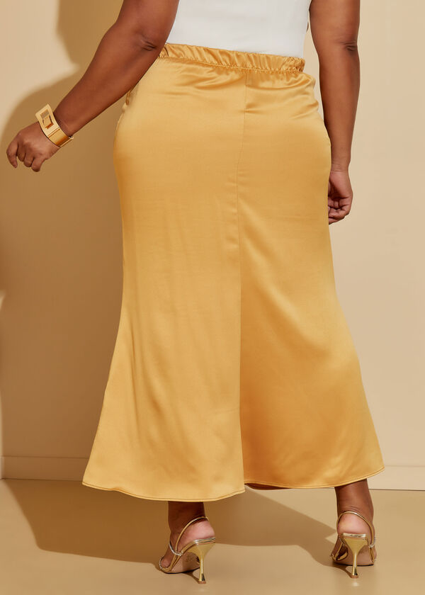 Satin Maxi Slip Skirt, Pale Gold image number 1
