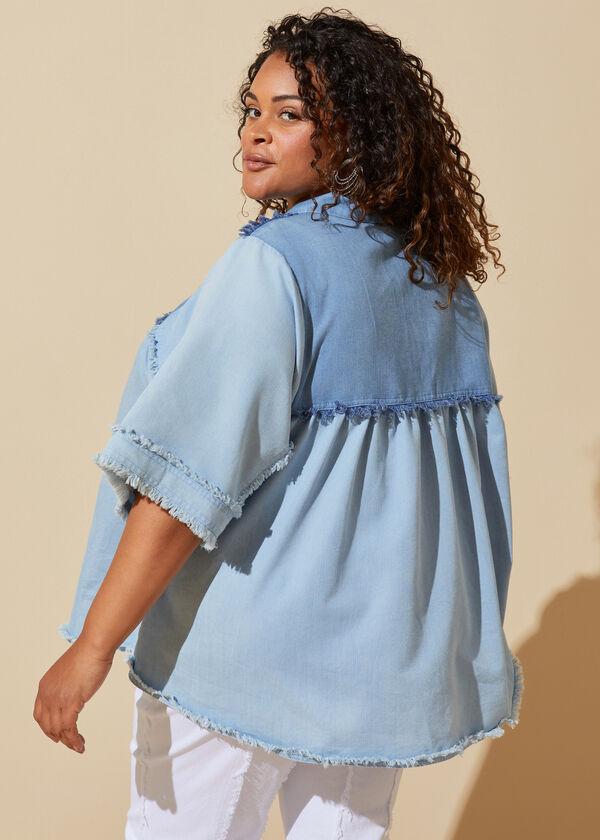 Two Tone Chambray Swing Top, Denim image number 1