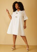 Linen Blend A Line Dress, White image number 3
