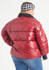 Knit Trimmed Glossed Puffer Jacket, Wine image number 1