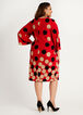 Dot Colorblock Flare Sleeve Dress, Red image number 1