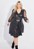 Mesh Paneled Faux Leather Dress, Black image number 0