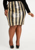 Sequin Stripe Midi Skirt, Gold image number 0