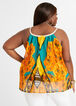 Braided Halter Neck Mix Print Top, Nugget Gold image number 1