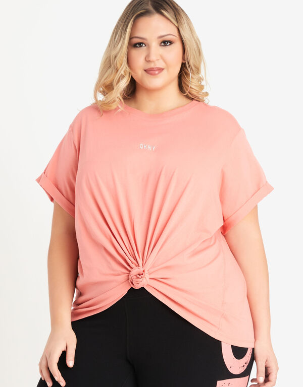 DKNY Sport Logo Tie Front Tee, Rose image number 0
