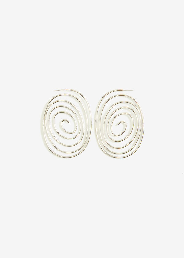 Silver Tone Swirl Earrings, Silver image number 0