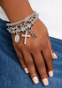 Silver 3 Row Faith Charm Bracelet, Silver image number 0