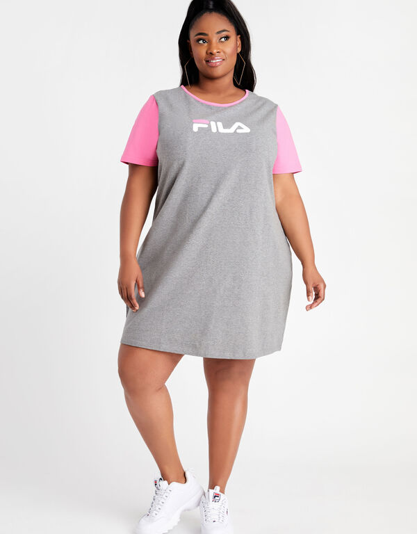 FILA Cotton Logo T Shirt Dress, Heather Grey image number 0