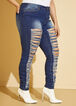 High Rise Ultra Distressed Jeans, Dk Rinse image number 3
