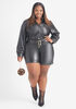 Faux Leather Utility Romper, Black image number 0