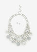 Statement Mix Chunky Bead Layer Glitter Chain Necklace Studs Set image number 0