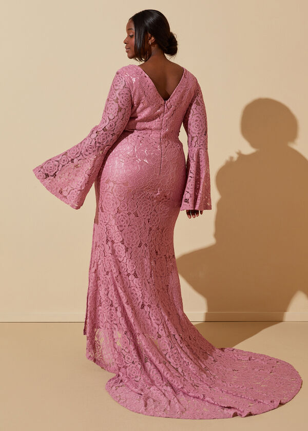 Corded Lace Front Split Gown, Foxglove image number 1