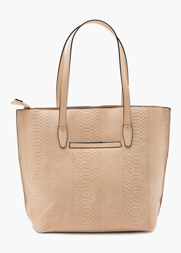 London Fog Maille Faux Lizard Tote, Ivory image number 1