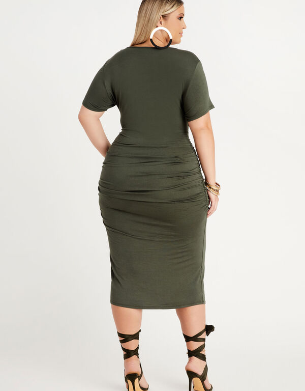 Ruched Jersey Shirtdress, Olive image number 1