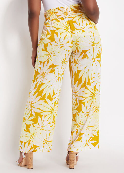 Belted Tropical Wide-Leg Pant, Nugget Gold image number 1